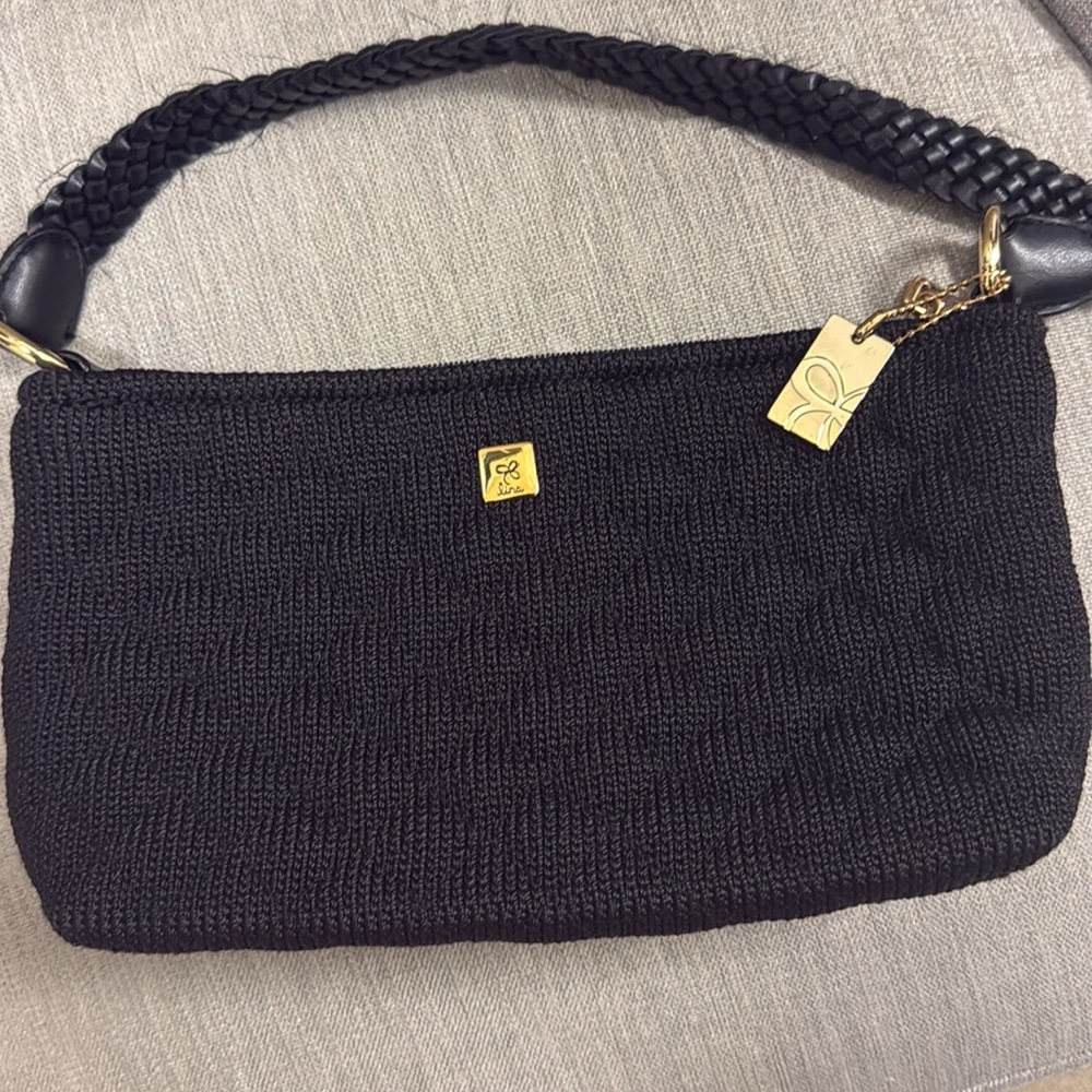 Lina Black Woven Shoulder Bag